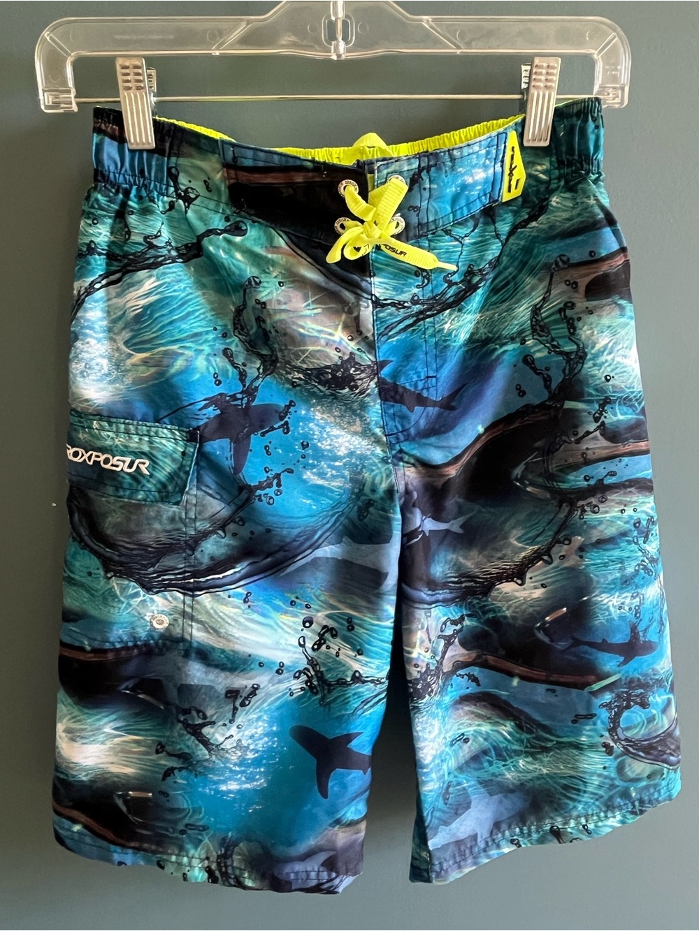 Boys' Blue Shark-Print Swim Trunks